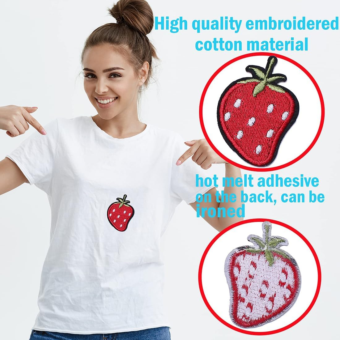 60PCS Random Assorted Styles Embroidered Patches, Iron on Patches Sew on Patches Embroidery Patches, DIY Sew Applique Repair Patch for Clothes Dress Pants Hats Jeans, Sewing Flowers image number 2