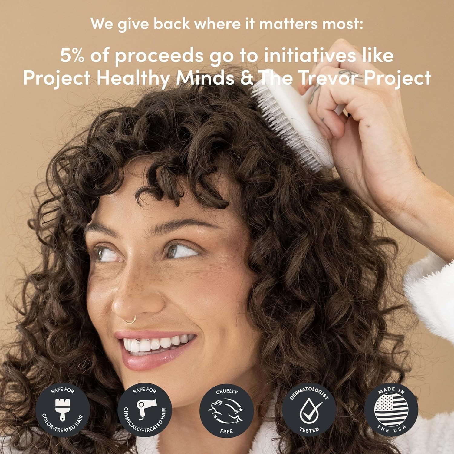 Jupiter Exfoliator Brush for Removing Dandruff & Build-Up - Detangling Scrubber for Wet or Dry Hair - Supports Circulation & Growth - for All Hair Types - Black - Black image number 3