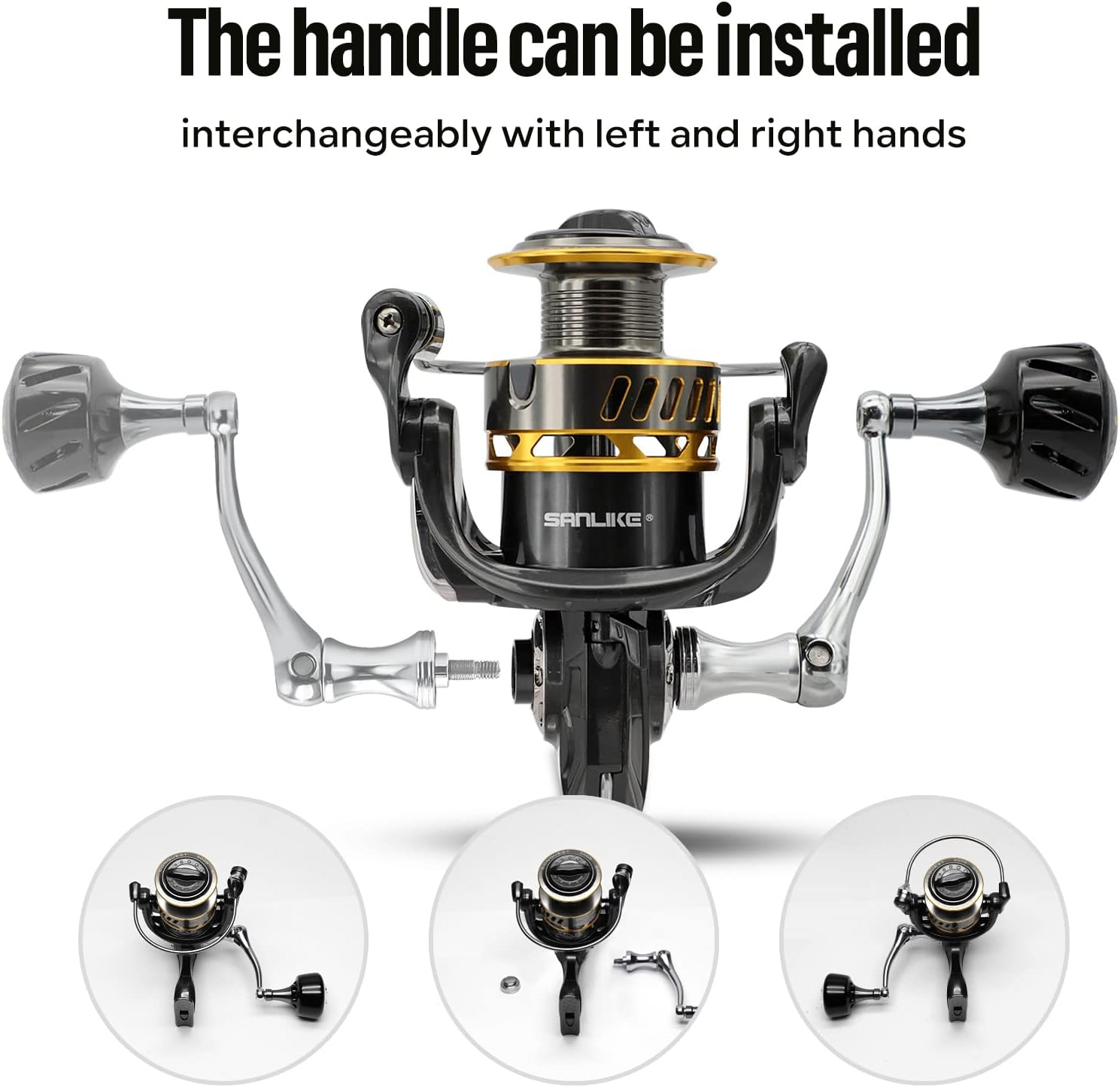 Spinning Fishing Reel, Max Drag 40.5LB - 7+1 BB Ball Bearing 5.2:1 Gear Ratio CNC Aluminum Spool & Handle- Saltwater & Freshwater Fishing image number 4