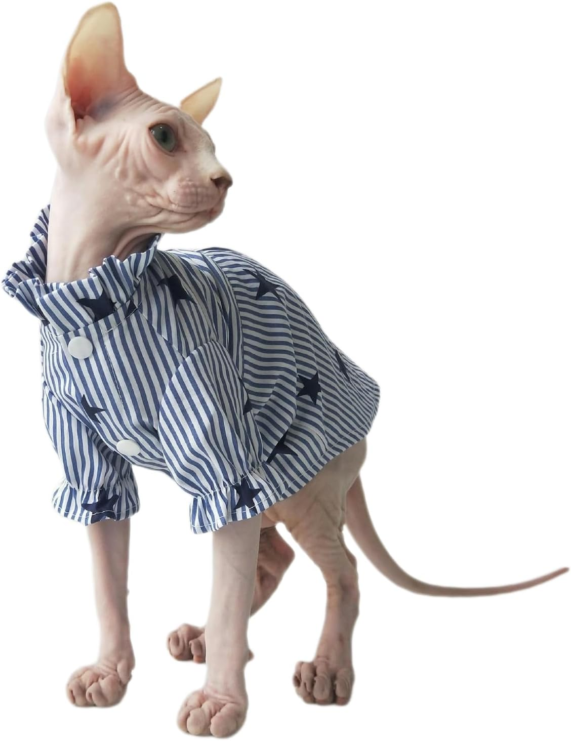 IUOUTG Sphynx Cat Clothes Hairless Cat T-Shirt Classic Stripe Kitten Shirt with Sleeves Female Male Comfortable Kitten Vest Pet Costume for Cats Puppy Small Dogs