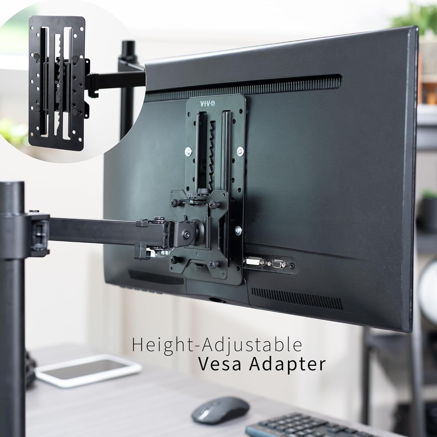 VIVO Height Adjustable VESA Adapter for Single 13 to 27 Inch Monitor, Accessory Bracket Kit for Individual Screen, Black, Stand-Vad3 image number 6