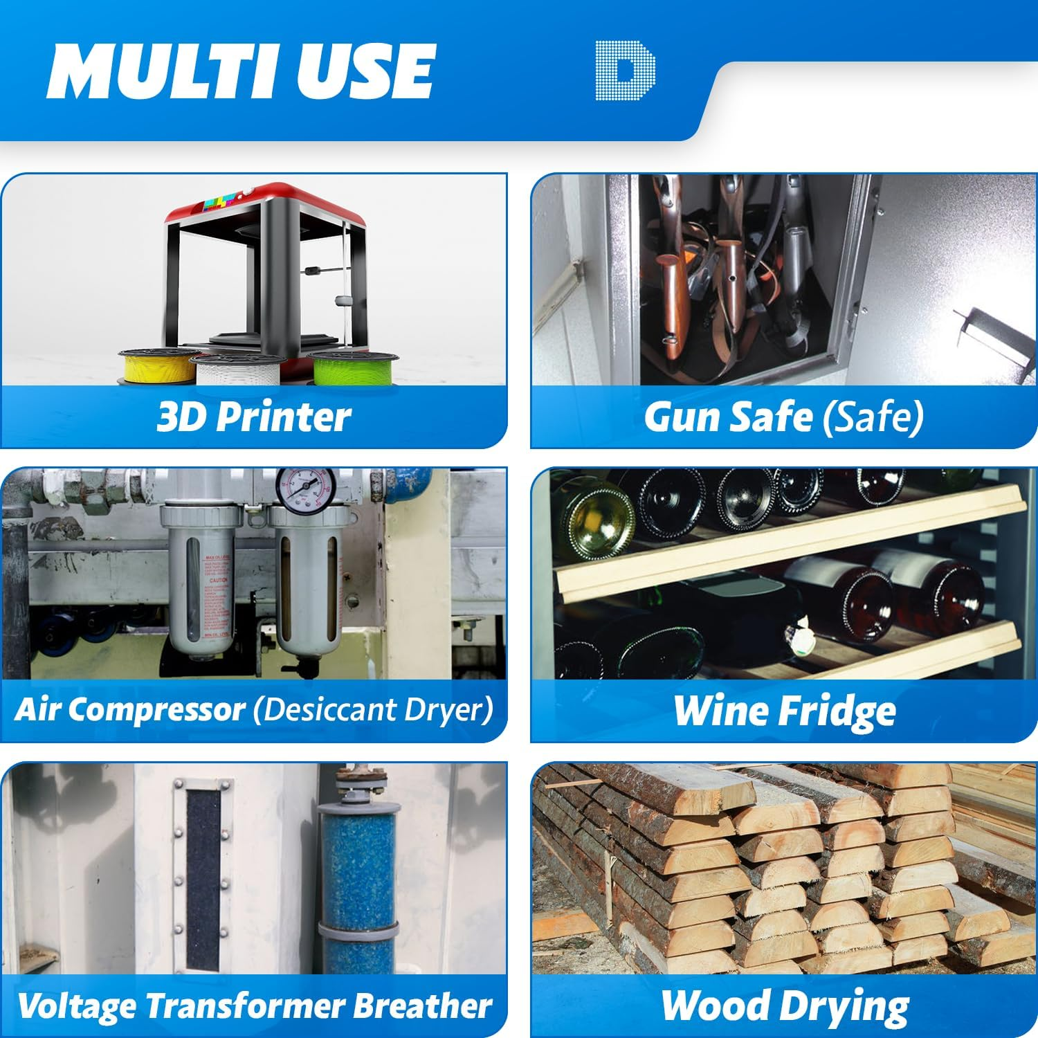 Dry & Dry 1 Quart Premium Blue Indicating Silica Gel Beads in round Bottle with Air Tight Cap(Industry Standard) - Reusable image number 6