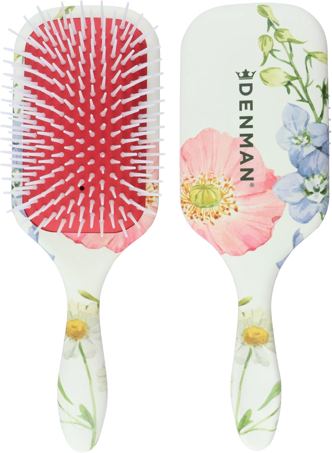 Denman Detangling & Styling Paddle Brush - Wet or Dry Hair Detangler & Styler for All Hair Types Including Curly, Coily, Straight & Long, Thick Hair - for Women & Men, D38 Floral Fantasy image number 1