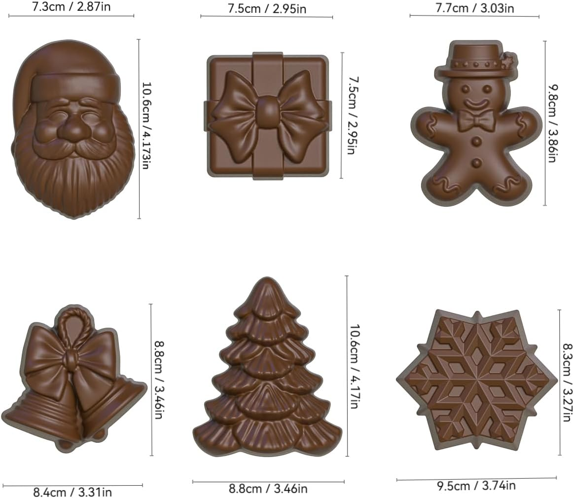 3D Christmas Silicone Molds, Large Size Xmas Baking Mold with Scraper for Cakes, Handmade Soap, Chocolate, Jello, Candy and Candles image number 4