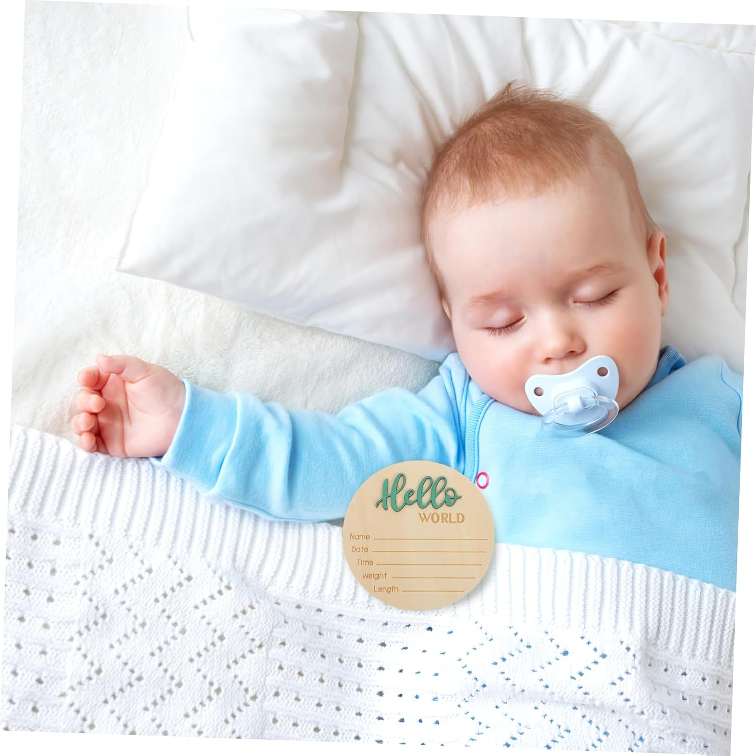 Wooden Baby Announcement round Sign Birth Announcement Name Sign for Newborn Newborn Photography Prop for Infant image number 3