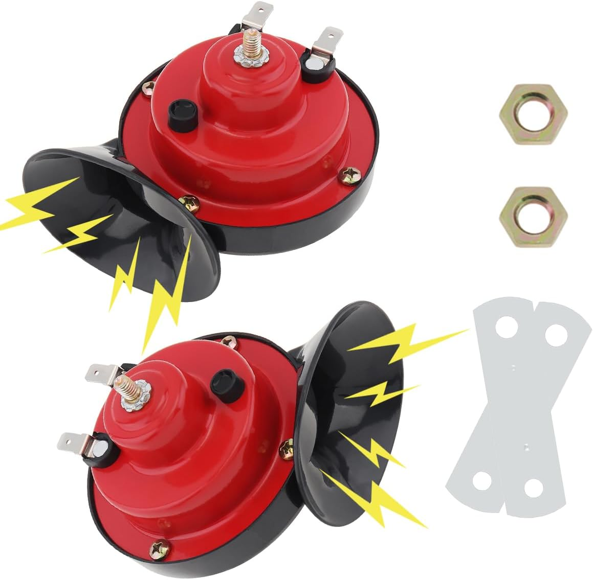 2Pcs 300Db Train Horn for Truck, 12V Waterproof Double Horn, Air Electric Snail Horn for Car, Truck, Motorcycle, Bike & Boat image number 2