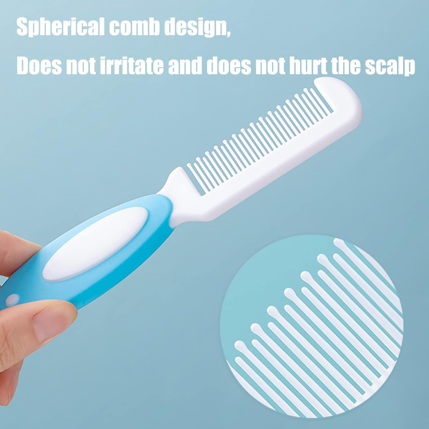 MR LION Baby Hair Brush, Cradle Cap Brush, Baby Hair Comb, Baby Hair Brush and Comb Set for Newborns & Toddlers, Baby Brush Soft Bristles, Ideal for Cradle Cap, Perfect Baby Registry Gift (Blue) image number 2