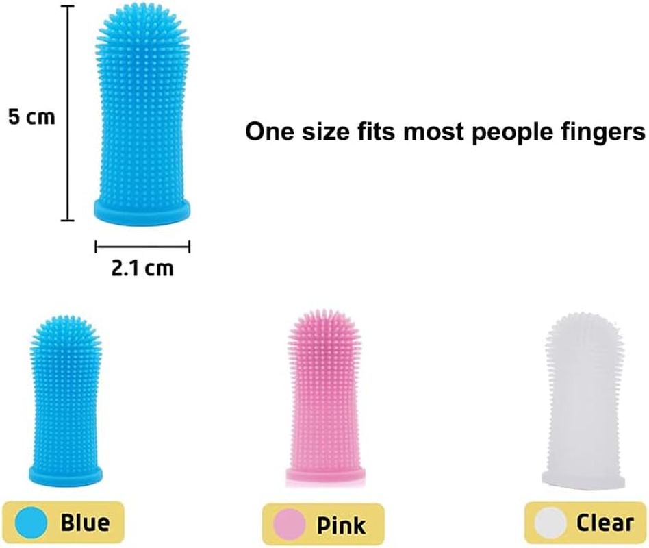 Weforu 2 Pair Dog Toothbrush Dog Teeth Cleaning Dog Toothbrush Fingerbrush for Dental Care (Blue Pink Orange Transparent) image number 5