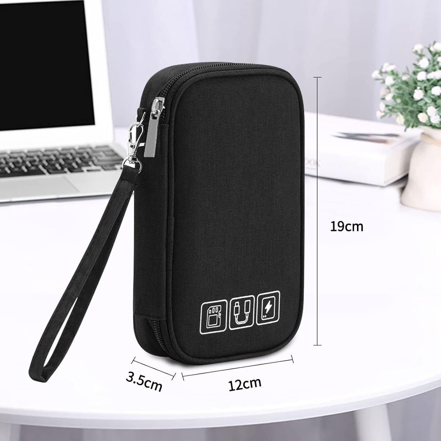 Electronic Organizer, 1 Pcs Small Cable Organizer Travel Case,All-In-One Electronics Accessories Cases for Cables, Chargers, Usb,Earphones, Portable Hard Drives, Power Banks,Black image number 6