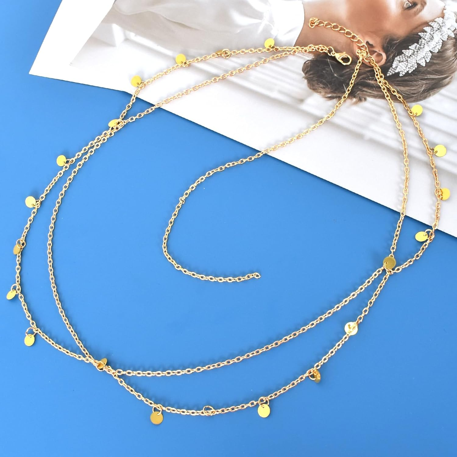 Fashband Boho Head Chain Gold Headpiece Tassel Indian Gold Headband Fashion Hair Accessories Festival Bohemia Vintage Jewelry Forehead Headbands for Women and Girls Wedding Prom image number 5