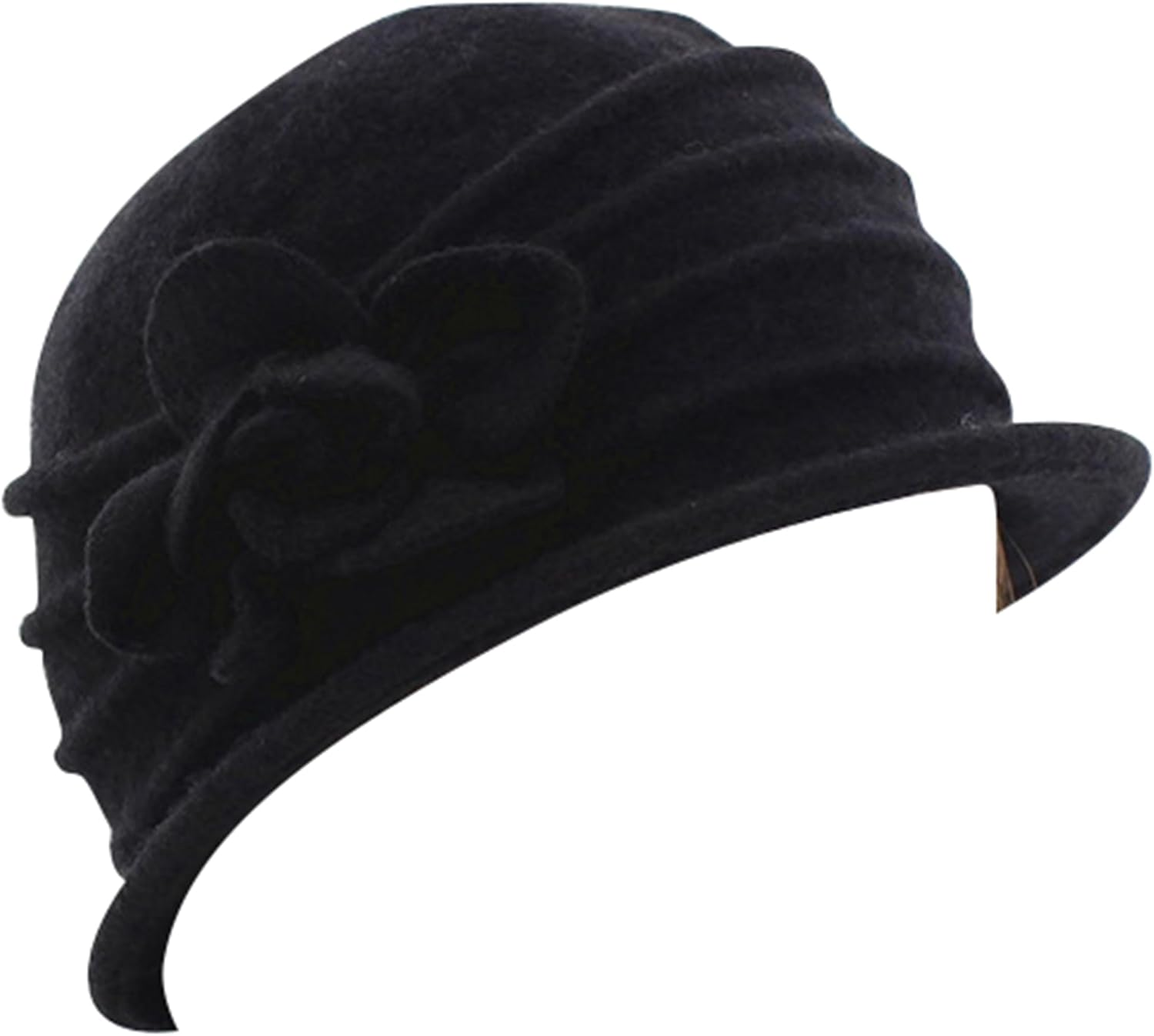 Womens 1920S Vintage Upturn Brim Wool Blend Cloche Church Hat Winter Felt Bucket Bowler Hat Crushable Foldable image number 5