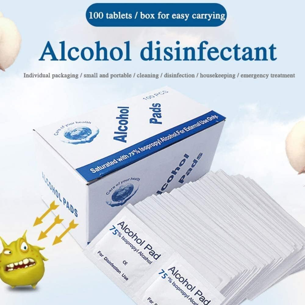 Box of 100Pc of Alcohol Pads Alcohol Wipes Pads 75% Ethyl Antibacterial Prep Swabs Cleaning Wipe 6 X3 Cm image number 5