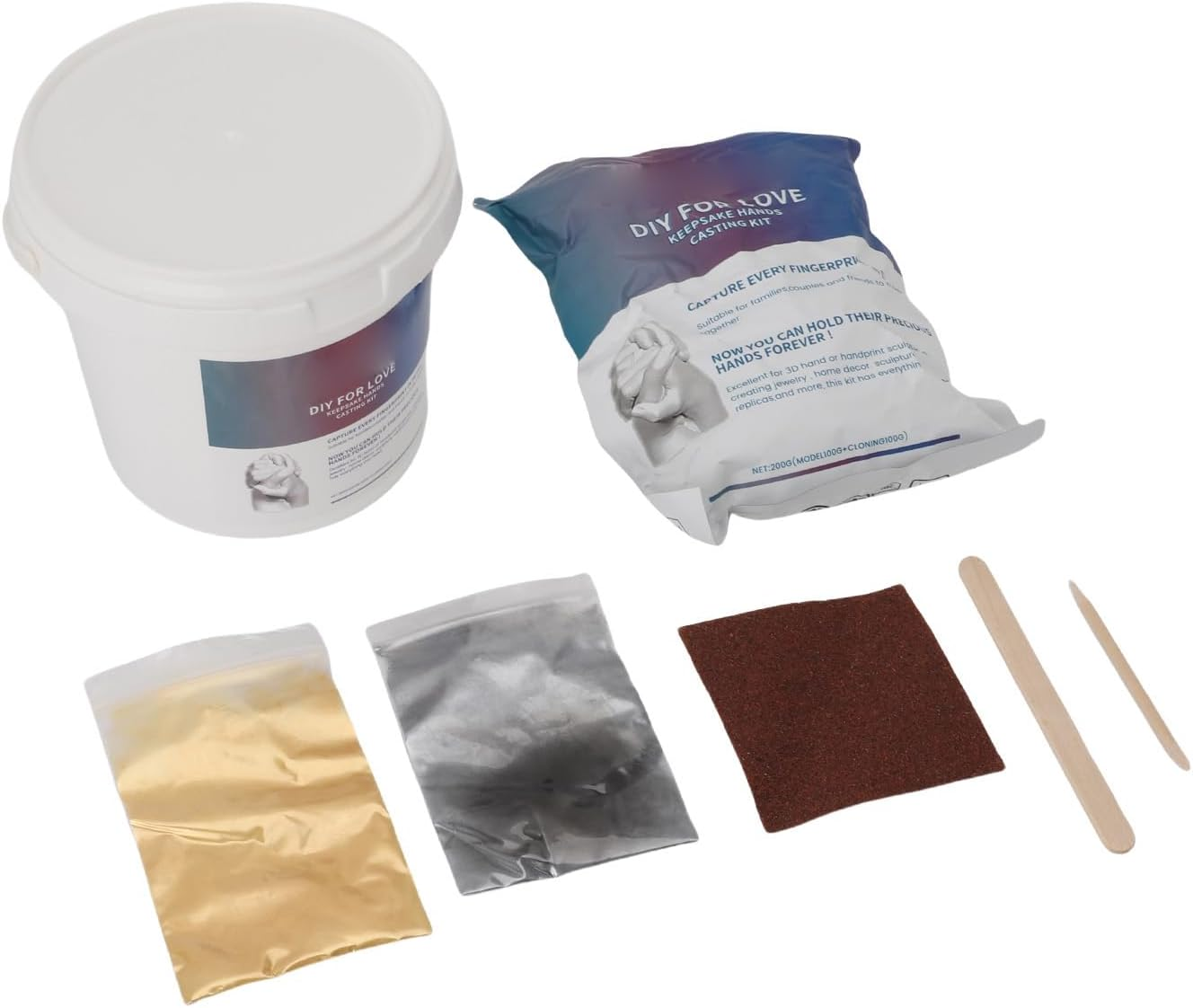 All in One Hand Mold Kit Powder with Wood Mixing Rods Strengthen Creativity Create Lasting Memories for DIY Projects Gifts image number 3