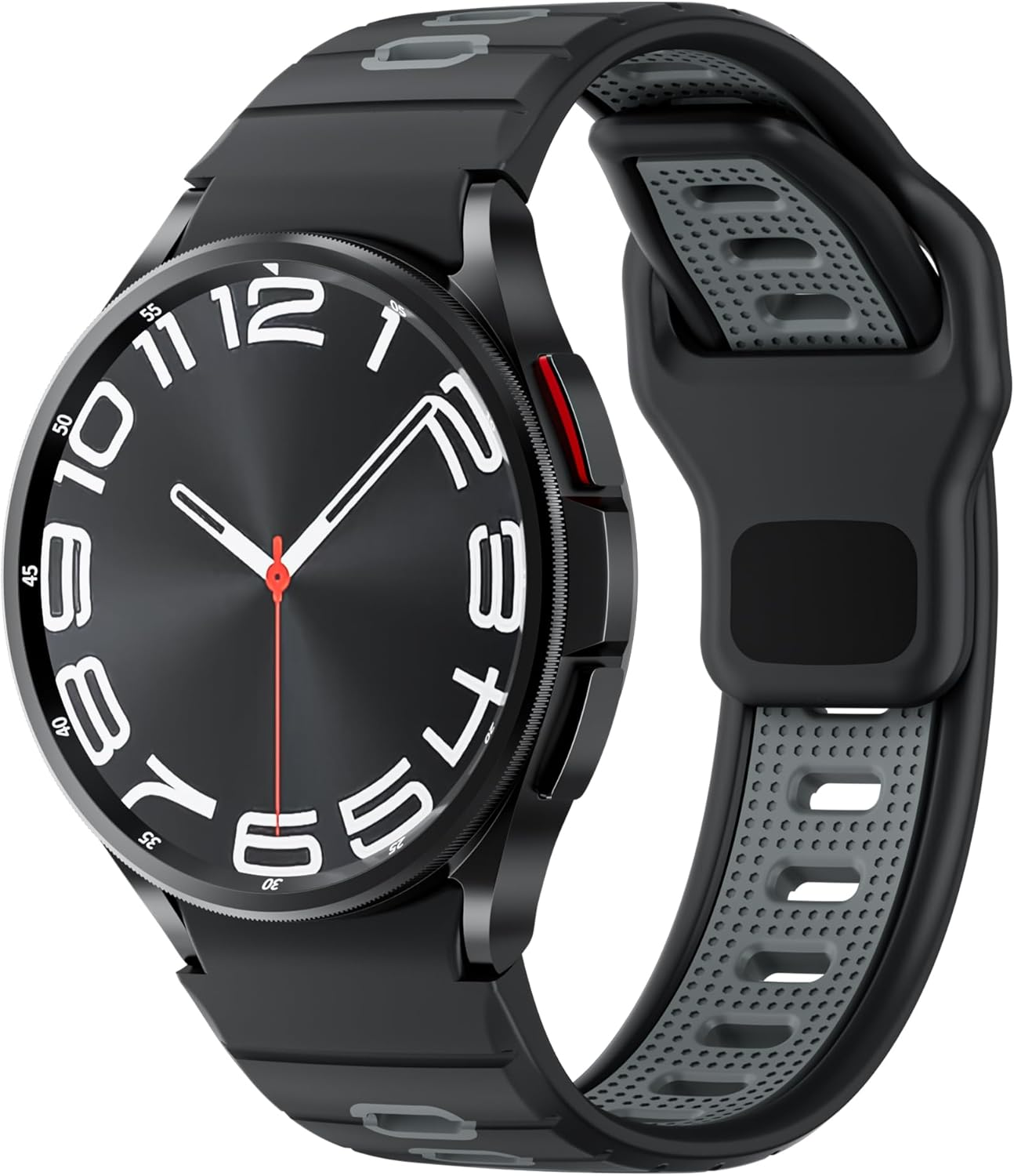 Silicone Band for Samsung Galaxy Watch 7/6/5/4 Band 40Mm 44Mm/Galaxy Watch 6 Classic 47Mm 43Mm/Watch 4 Classic 46Mm 42Mm/Fe 40Mm Men Women, Rugged No Gap Sport Band for Samsung Watch 5 Pro 45Mm