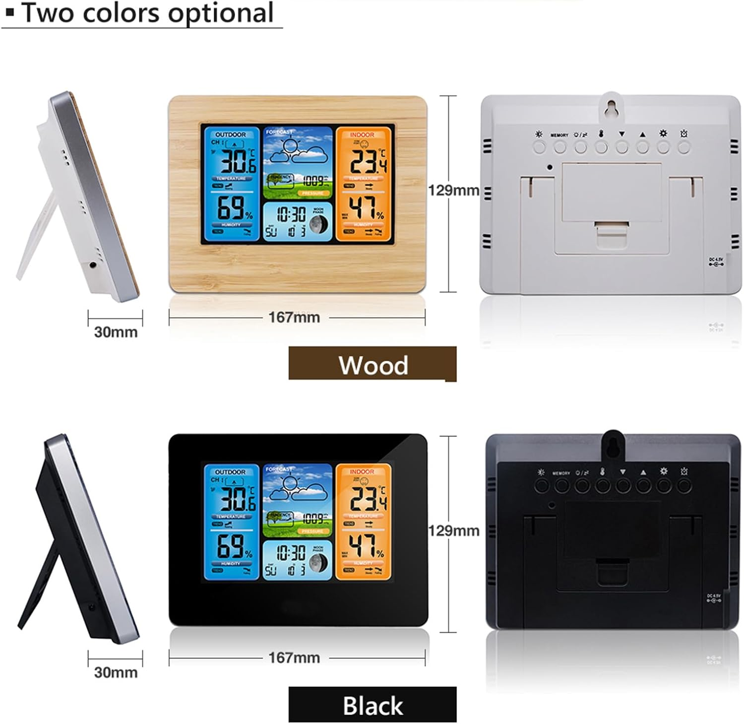 ACAGALA FJ3373 Multifunction Digital Weather Station LCD Alarm Clock Indoor Outdoor Weather Forecast Barometer Thermometer Hygrometer with Outdoor Sensor USB Power Cord image number 3