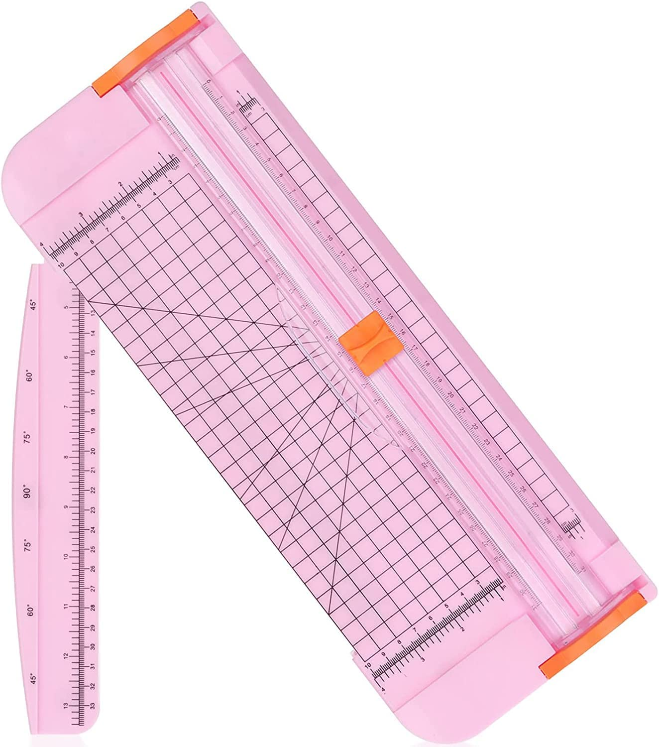 Paper Cutter, YEHAIZI Guillotine Cutter, 12 Inch A4 Paper Cutter with Auto Safety Concealed Blade Design and Side Rulers for Cutting Standard Papers, Photos or Labels (Pink) image number 5
