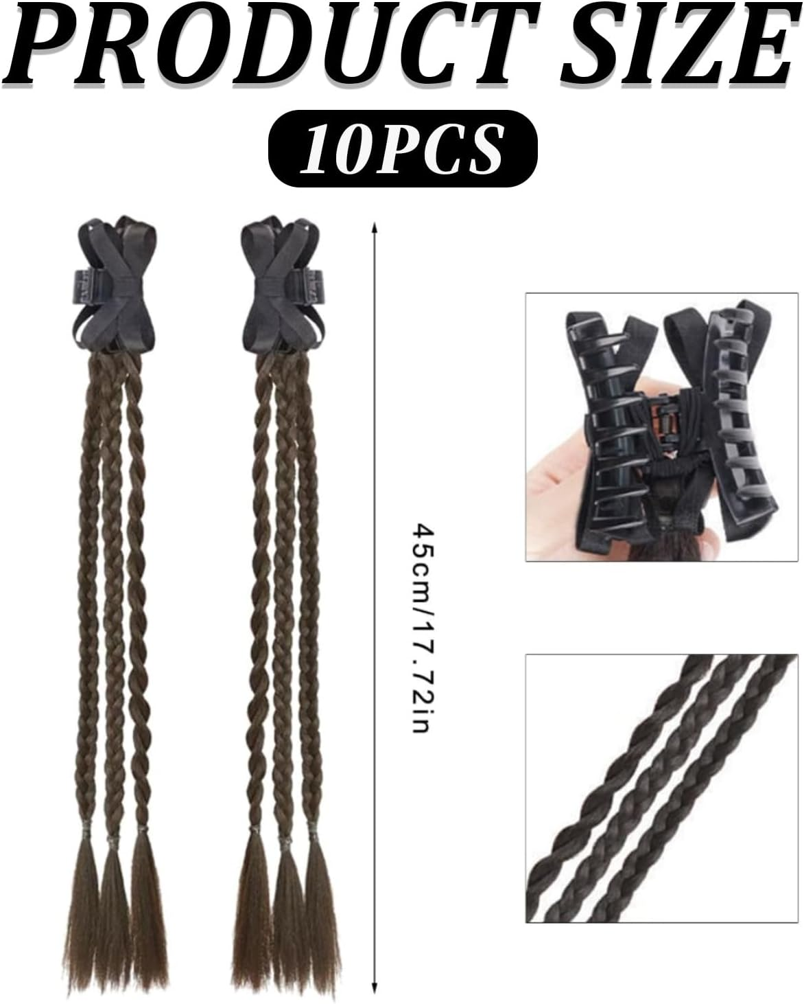 TPZORJX Pack of 2 Women'S Hair Bows - Boxer Braids, Bow Hair Clip, Hair Bow with Thin Bands for Women Girls Children