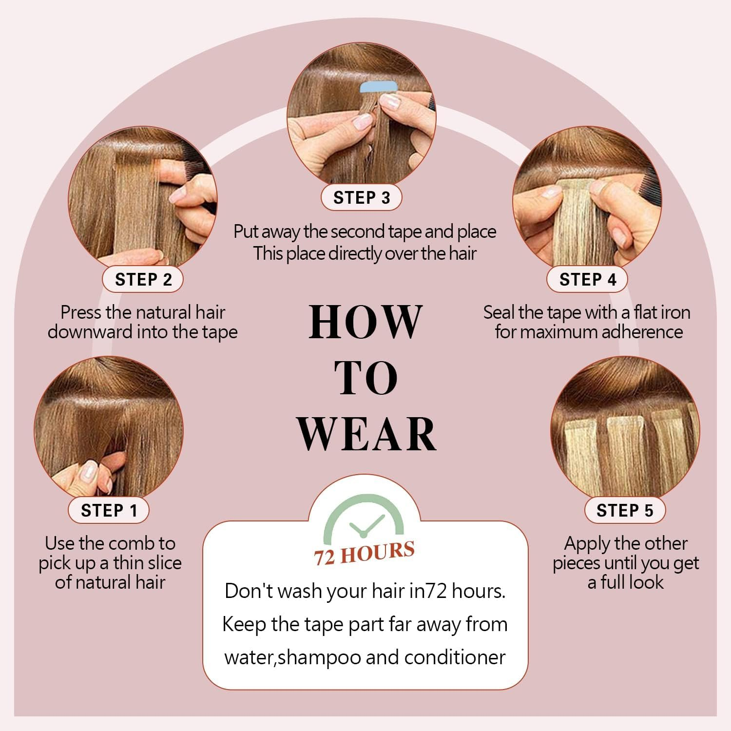 Sunya Tape-In Extensions, Real Hair, Bleach Blonde, 35 Cm, Invisible Straight Skin Weft Blonde Tape-In Extensions, #613 Bleach Blonde, 40 G, 20 Pieces/Pack image number 4