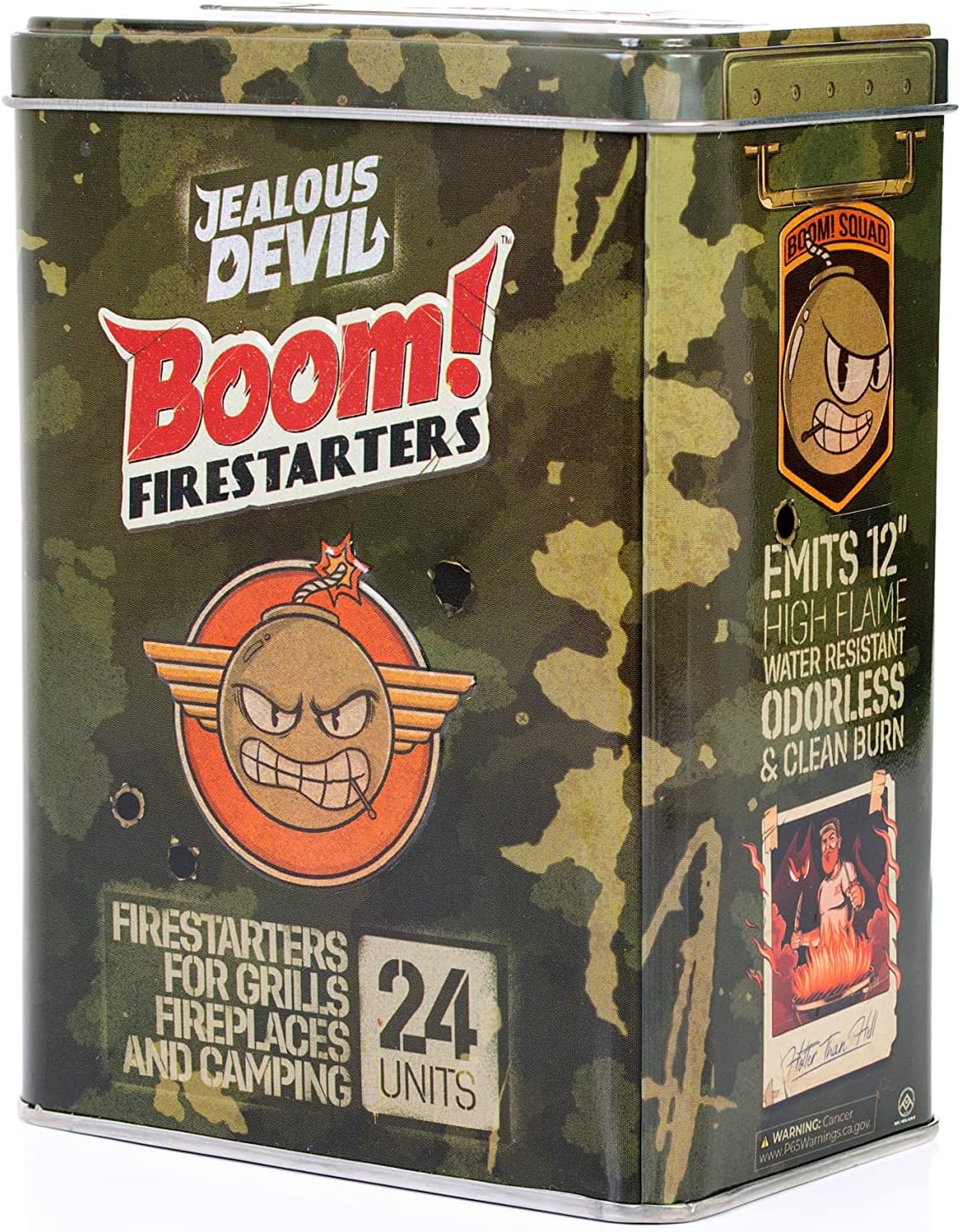 Jealous Devil Boom! Firestarters 24 Pack, 100% Natural Made from Coconut Fiber, No Smoke and Odorless, Waterproof, 20-Minute Long Burn for BBQ Lump Charcoal, Briquettes, Fireplace, Camping and More