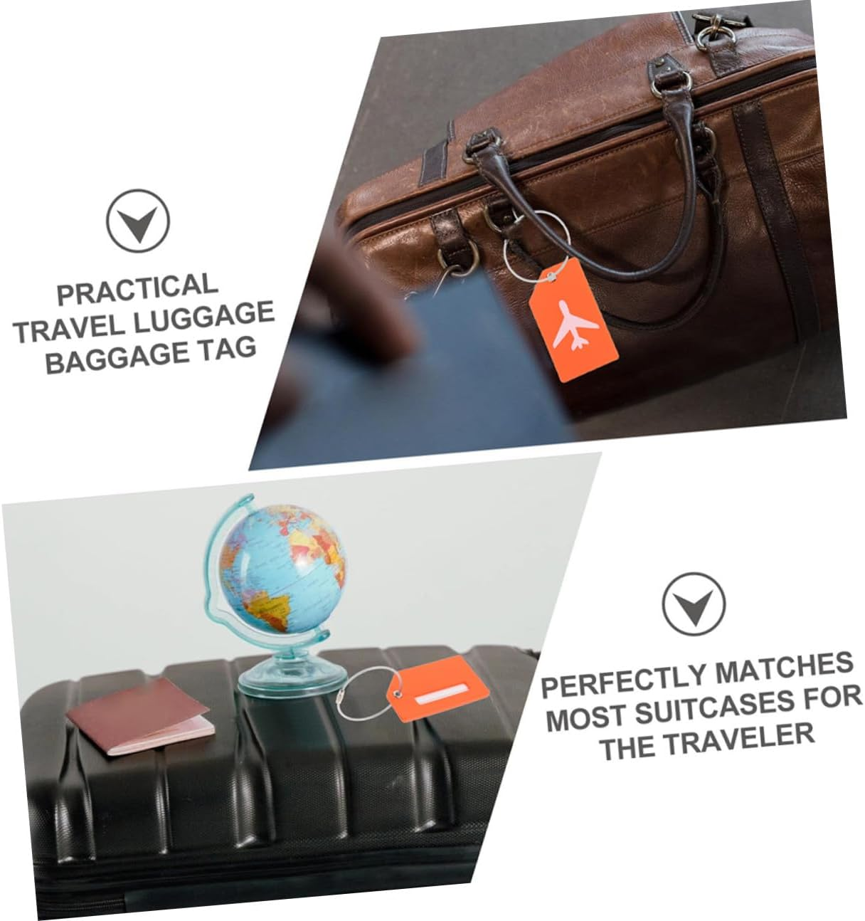 GAXIRE 2Pcs Rubber Luggage Tag Label with Address Card Holder Skid-Resistant Travel Suitcase Tags for Bags Backpacks Briefcases Random Colors Random Color image number 1