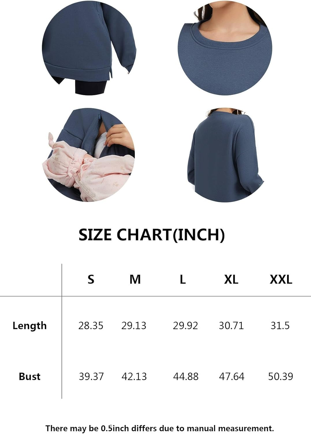 Smallshow Women'S Nursing Sweatshirt Tops Fleece Long Sleeve Breastfeeding Clothes image number 2