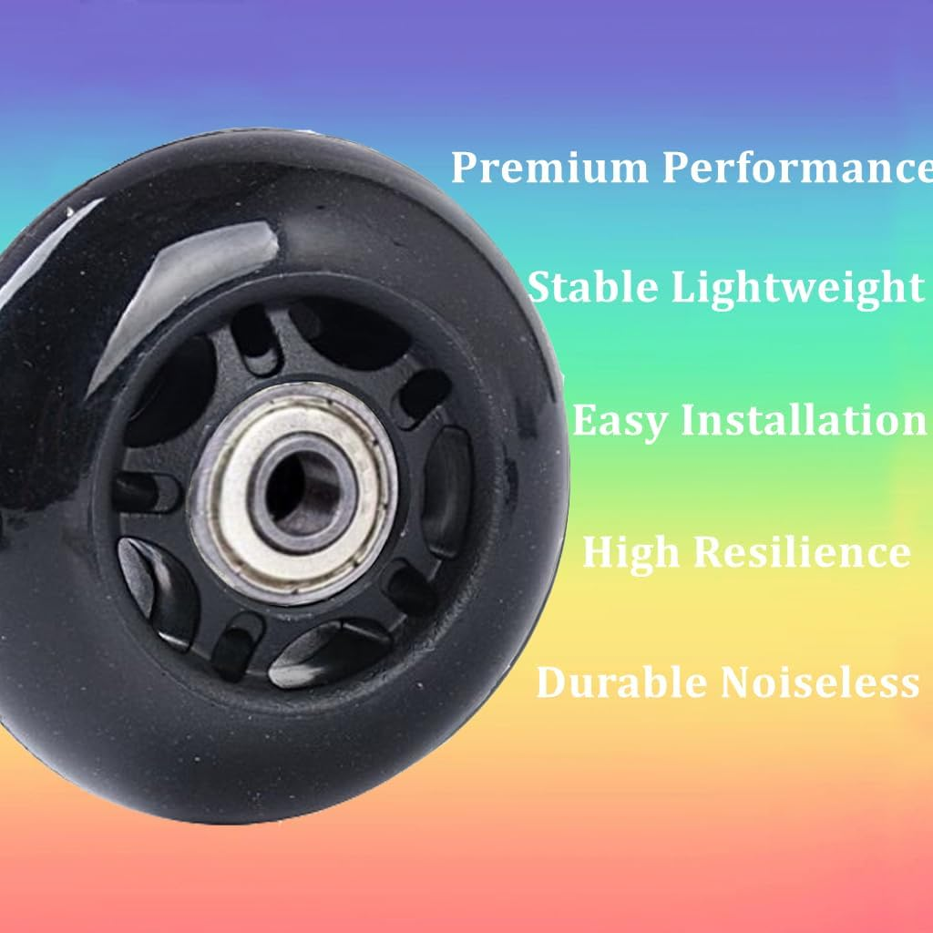 1 Pair Luggage Wheel Replacement 64 * 18Mm(2.48"X0.7") with 8Mm(0.31") Bearings 35Mm 40Mm Axles Wrenches Repair Set for Suitcase and Inline Outdoor Skate