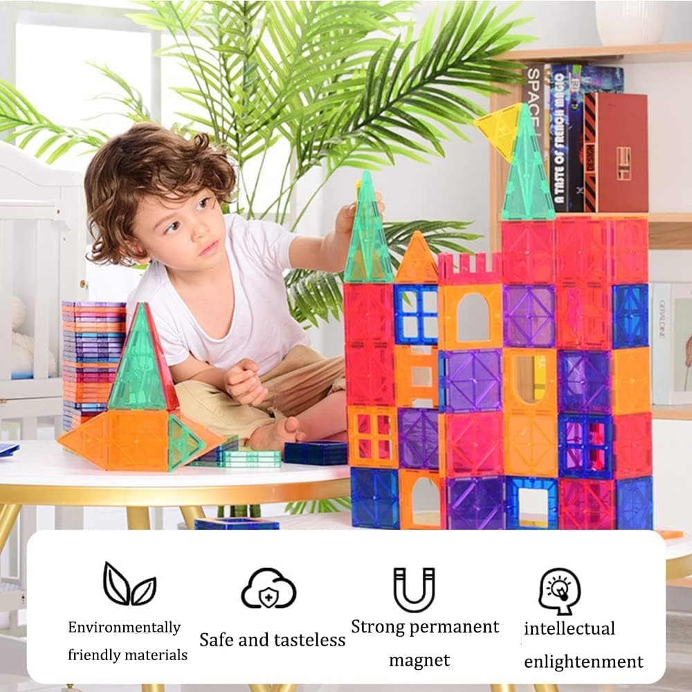 Magnetic Tiles Building Blocks,Clear Magnetic 3D Building Blocks Construction Playboards,120Pcs Educational Magnet Toys Recreational, Educational for Children Ages 3 Years + (120PCS) image number 1