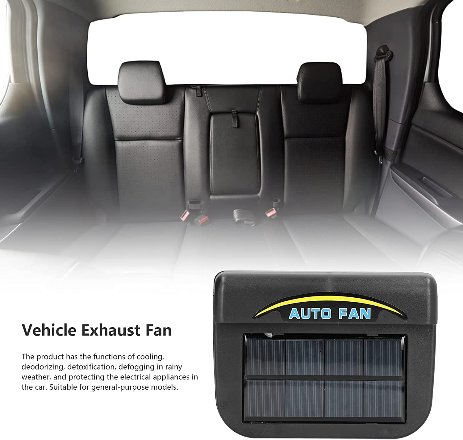 Car Exhaust Fan, Lightweight Car Ventilation Fan, Vehicle Ventilation Cooler, Solar Energy Ventilation Device, Demist Energy Conservation, for Vehicle image number 3