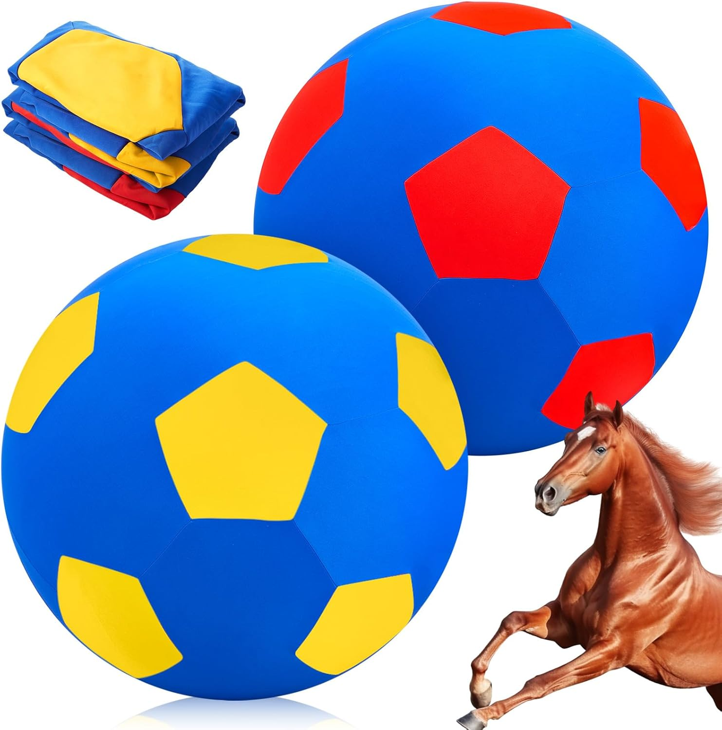 Vercanmonth 2 Pcs 40 Inch Horse Ball Covers Please Watch VCR for How to Inflation Mega Herding Play Covers for Horse Herding Ball (Vibrant Style) image number 2