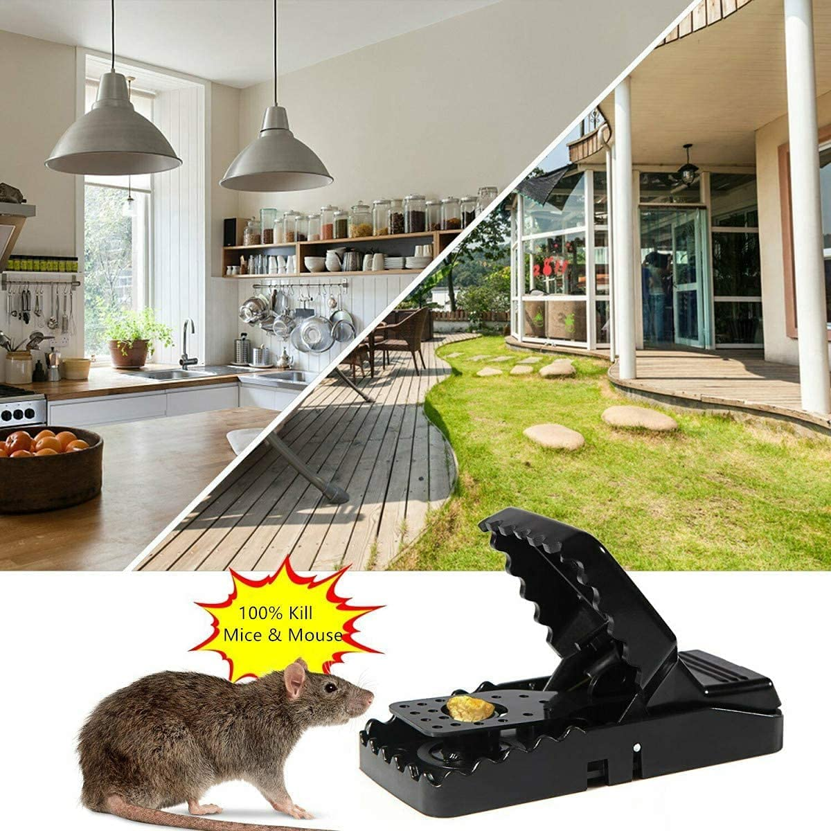 ZONADA 6 Packs Quick and Effective Closed Spring Mouse/Mice Traps Outdoor Indoor Quick Kill Reusable Snap Traps for Small Rats image number 2