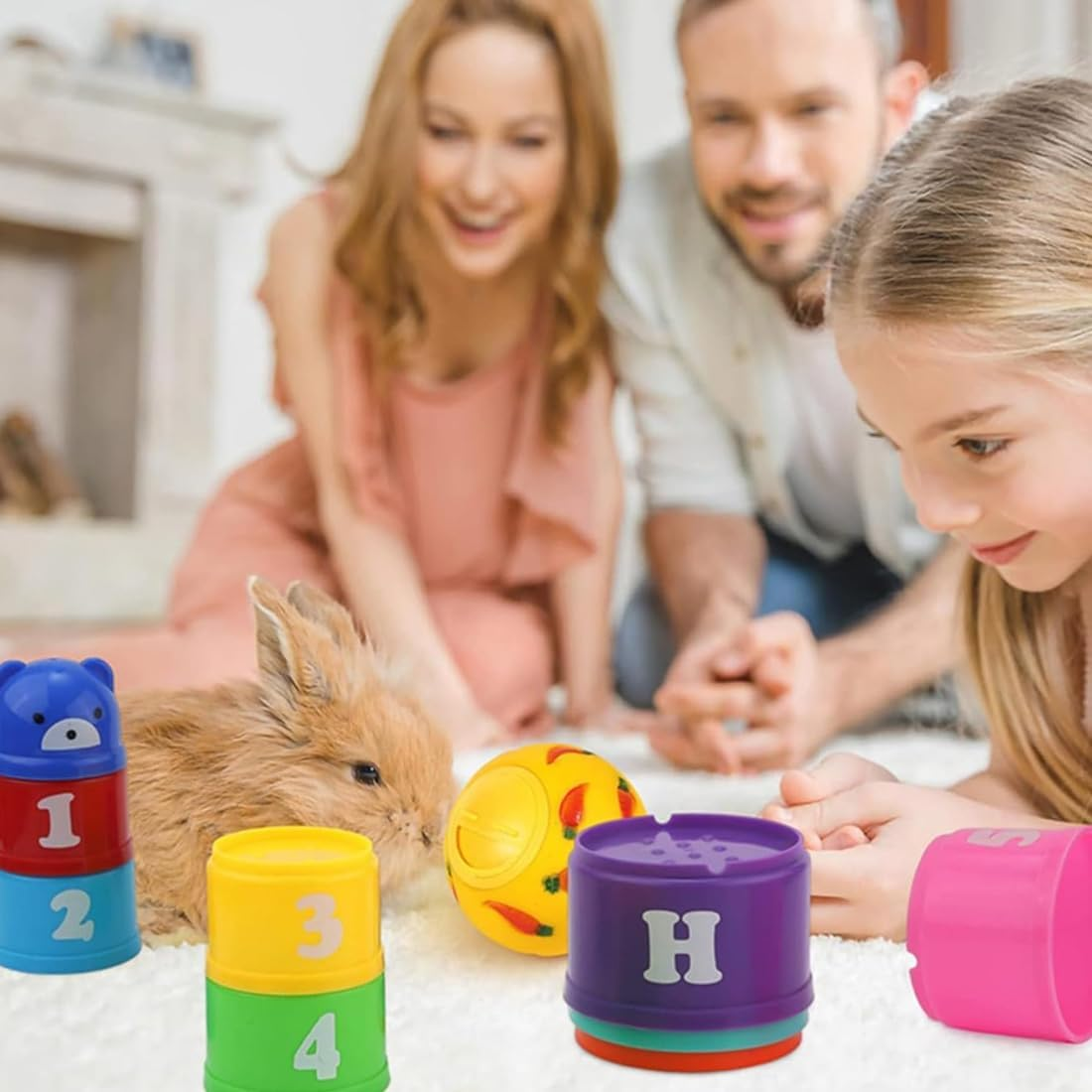 Pack of 10 Stacking Cups for Rabbits, Multicoloured Rabbit Toy, Stackable Rabbit Food Toy Feeder for Rabbits, Bunnies, Nesting Toys for Small Animals, Rabbits, Hamsters and More