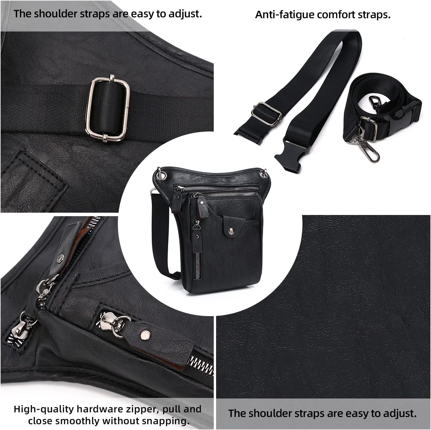 Motorcycle Bag Leather Leg Bag for Women Thigh Bags for Men Motorcycle Bags Drop Leg Holster Leg Pouch Drop Leg Pouch Hip Bag for Men Thigh Holster Women Motorcycle Leg Bag Wallet Waist Bag, Black, Waist Pack