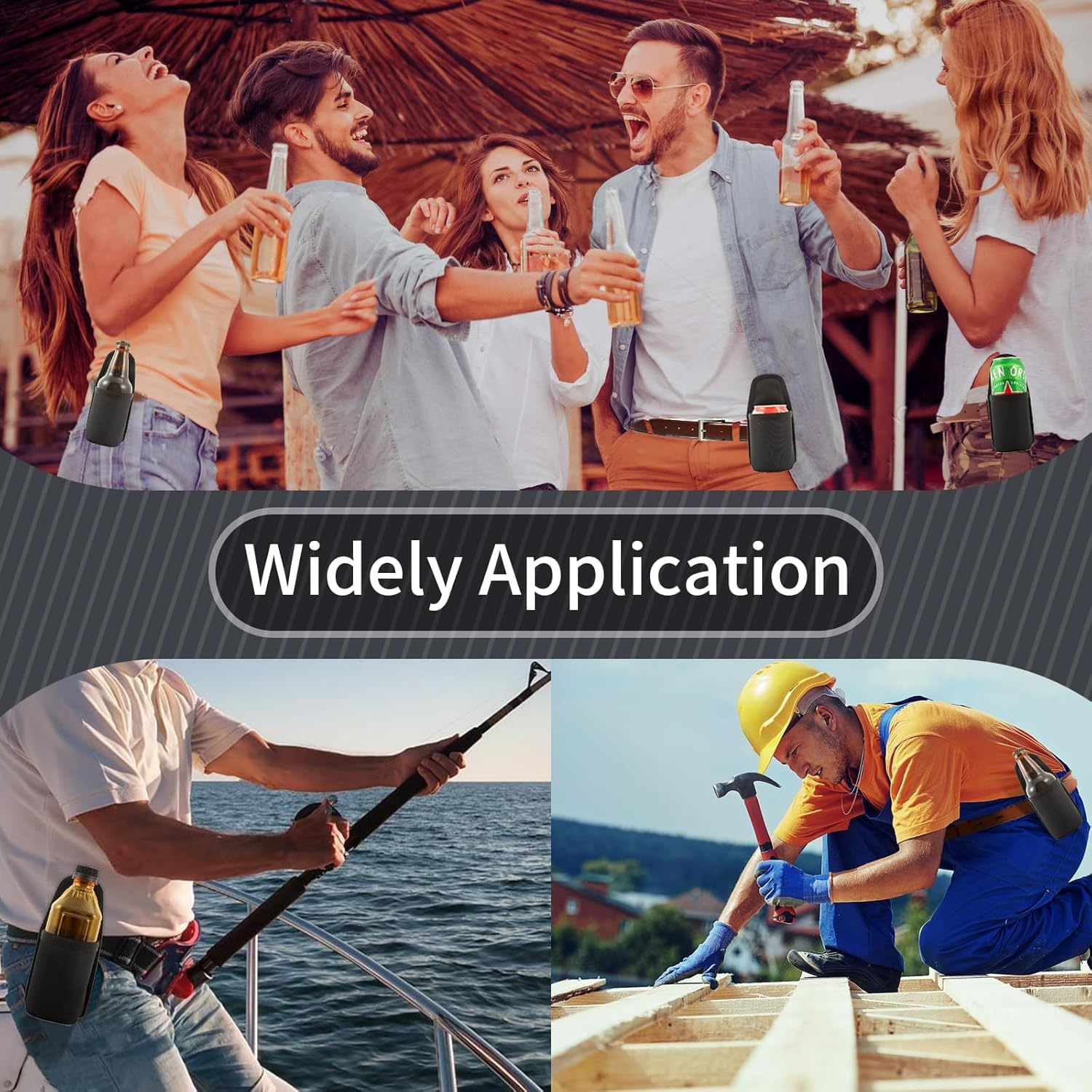 Beer Holster,Beer Belt,Water Bottle Drink Beer Belt Holder,Grilling Beer Gifts for Men Father Day Christmas, for Travel Camping Party for Beer Drinkers/Lovers Beer Accessories image number 5