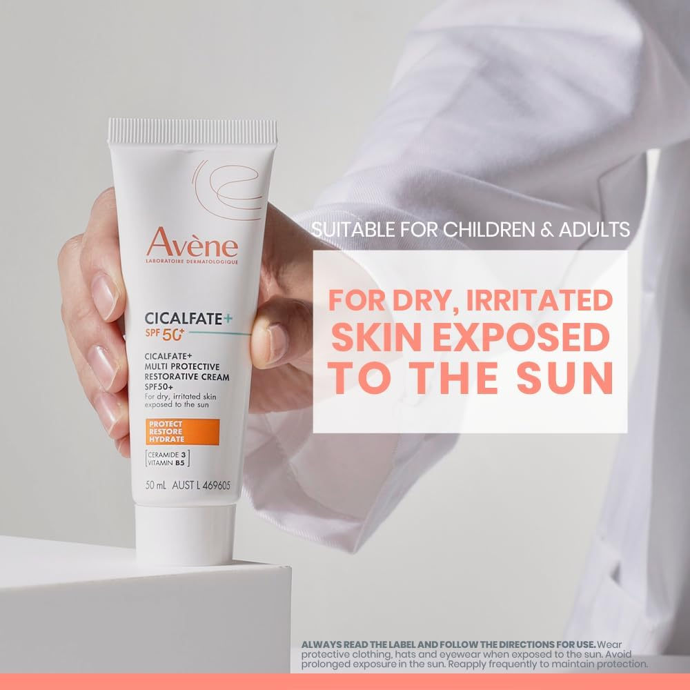 Av&egrave;ne Cicalfate+ Multi Protective Restorative Cream SPF50+ 50Ml, UVB-UVA Protection, Ceramide 3, Vitamin B5, Helps to Restore the Skin'S Barrier for All Skin Types