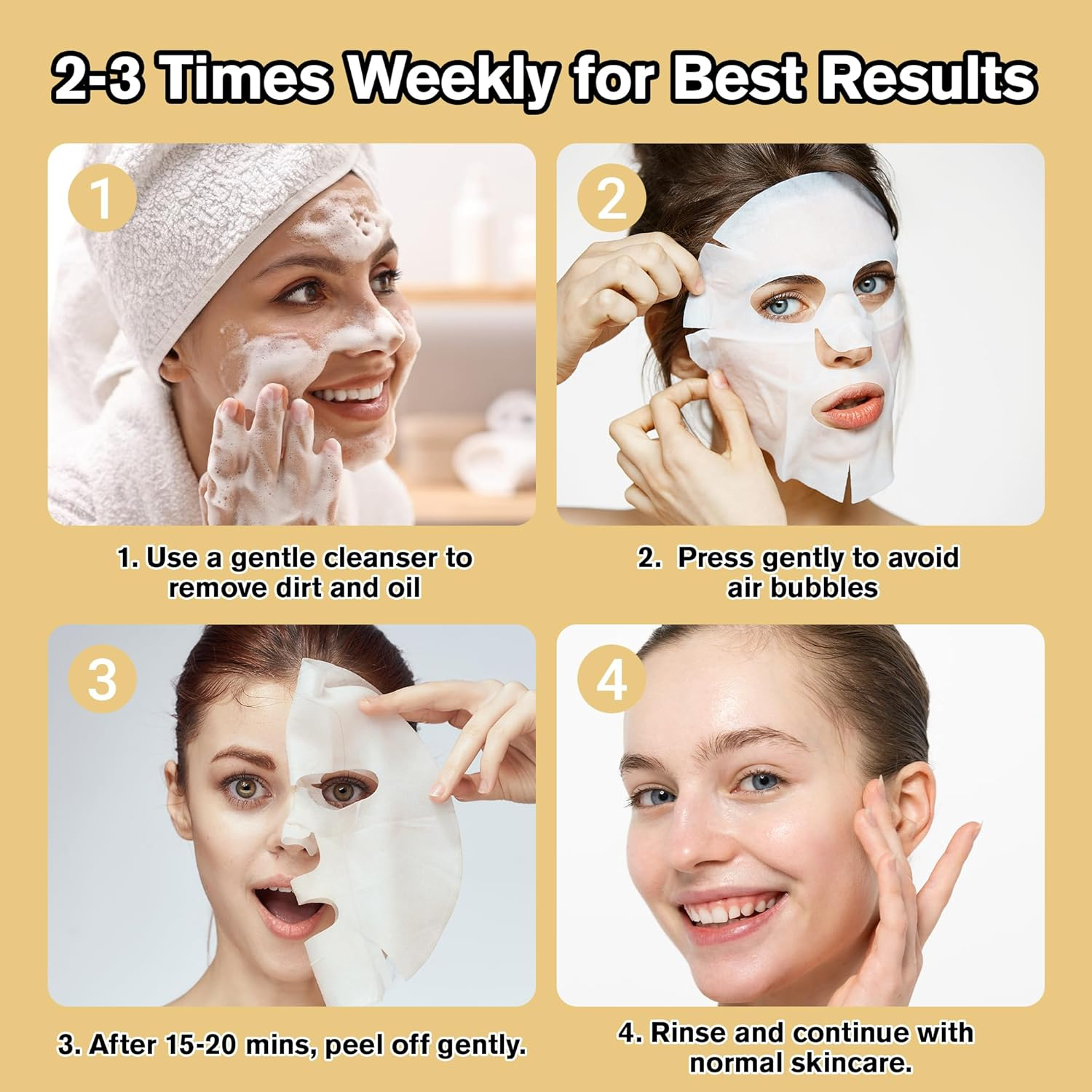 Lktvys 24K Gold Face Mask Skincare &ndash; 10-Pack Korean Sheet Masks for Radiant Glow & Hydrating Care, Facial Masks with Collagen & Botanical Extracts - 2, Green Tea image number 2