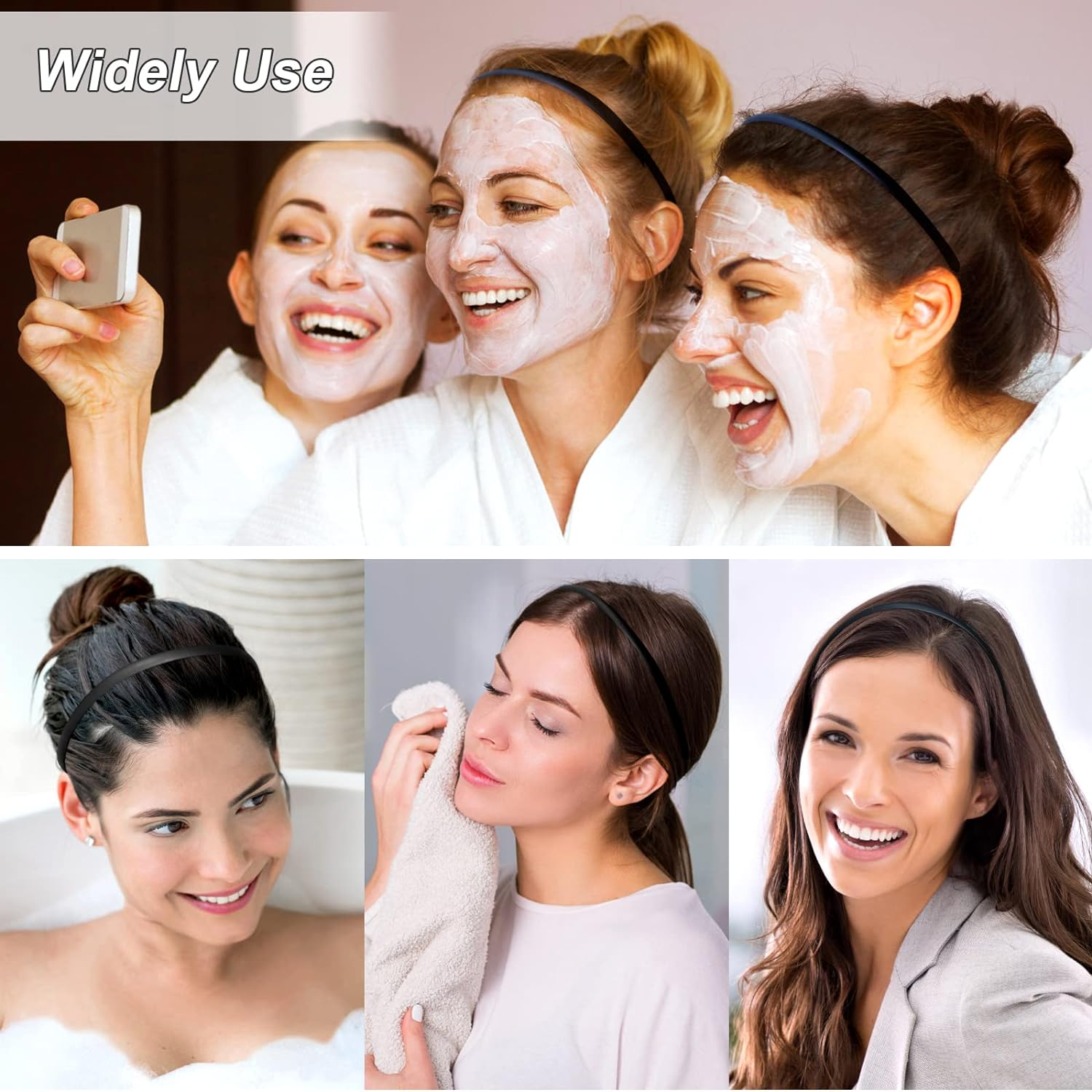 Hanyousheng 6 Pack Plastic Headband, 8Mm Teeth Comb Headband, Black Non-Slip Hair Hoop, Unisex Sport Fashion Hair Band Accessories for Women and Men image number 5