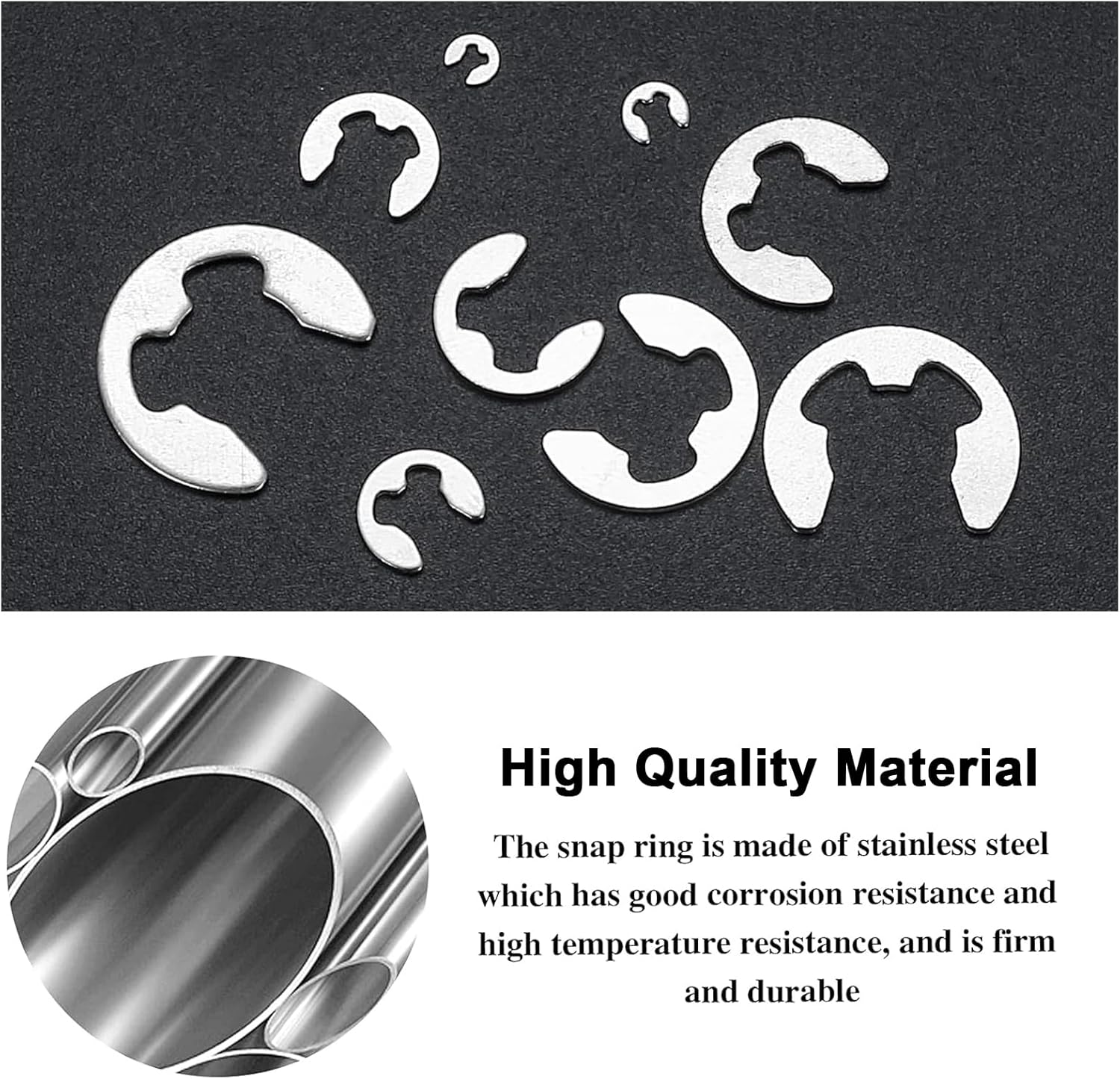 E-Clip Retaining Rings Assortment Set,290Pcs 304 Stainless Steel 1.2-15Mm,13 Different Sizes E Circlip Retainer Rings for Projects Car Engines,Locking Mechanisms and Other Shafts image number 4
