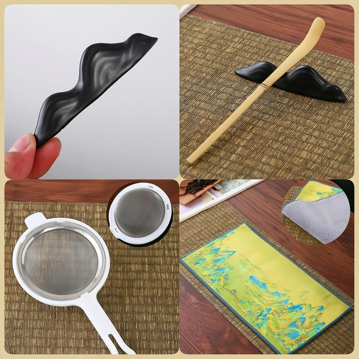 Matcha Whisk Set 7Pcs Matcha Bowl Sets Pink Matcha Tea Bowl Bamboo Whisk Matcha Scoop Whisk Holder Scoop Holder Stainless Steel Tea Steel Sifter Tea Cloth Japanese Matcha Tea Accessory