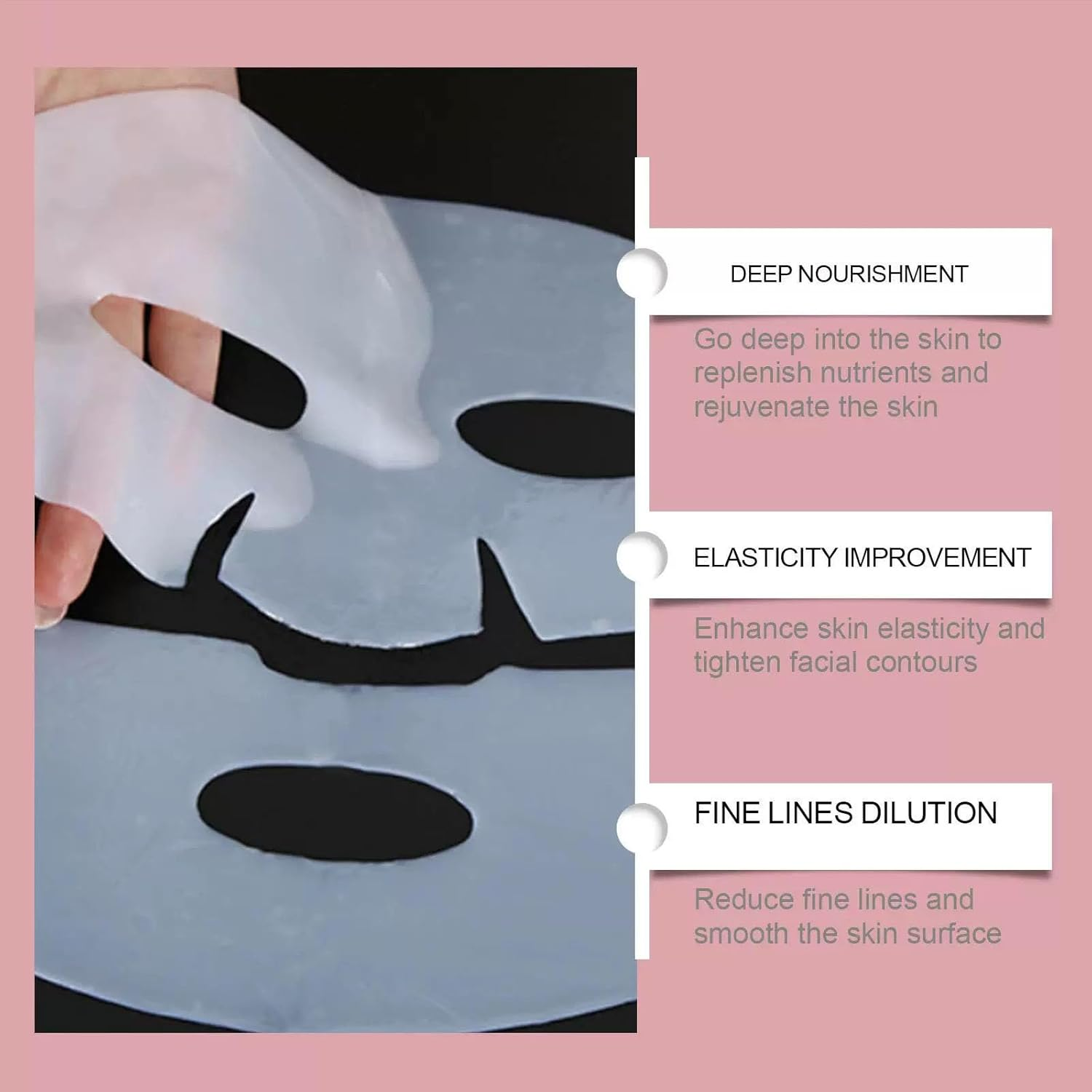 5 Sheet Bio-Collagen Real Deep Mask, 100% Korean Face Mask Skincare Products, Overnight Hydrating Face Mask, Pore Minimizing, Elasticity Improvement (34G X 5Ea) image number 2
