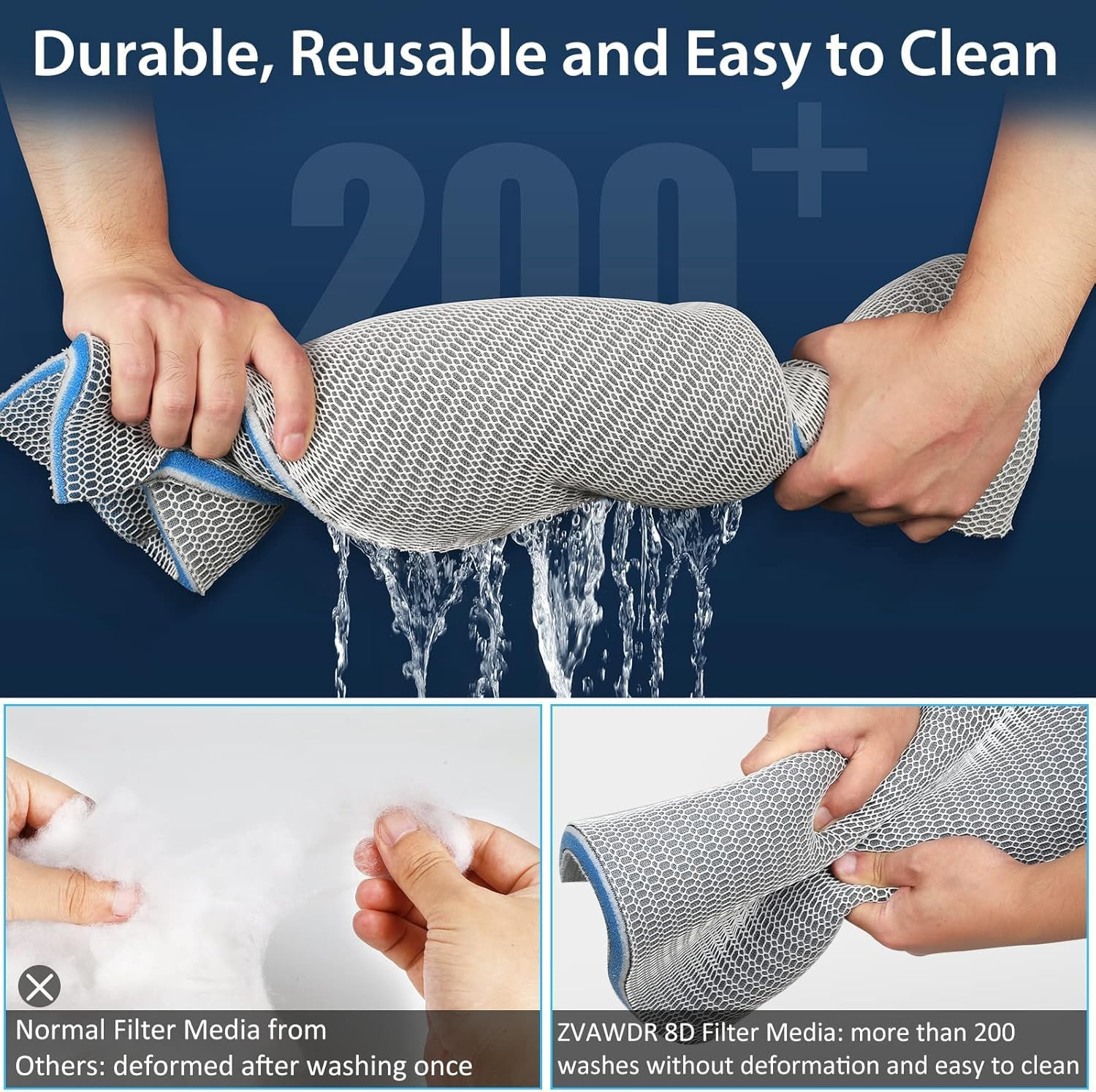 Aquarium Filter Media, Upgraded 8-Layer Filter Sponge Pad for Fish Tank and Pond, Super Filtering Effect, Cut to Fit, Reusable and Washable Aquarium Filter Floss for Filtering Dirt in Aquariums. - 20X30X2Cm image number 2