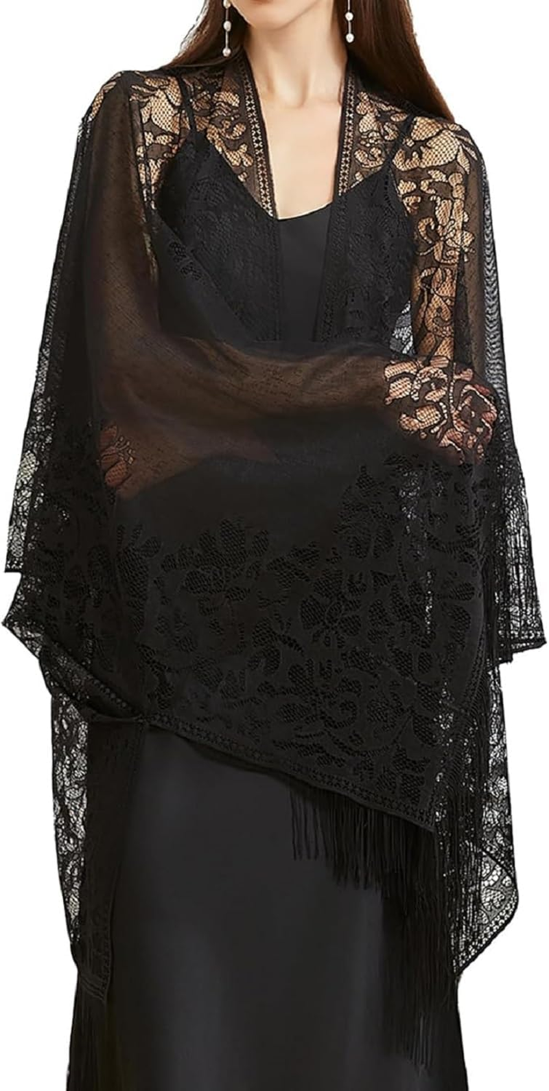 Lace Shawls and Wraps for Women 1920S Cape for Evening Wedding Costume Party image number 1