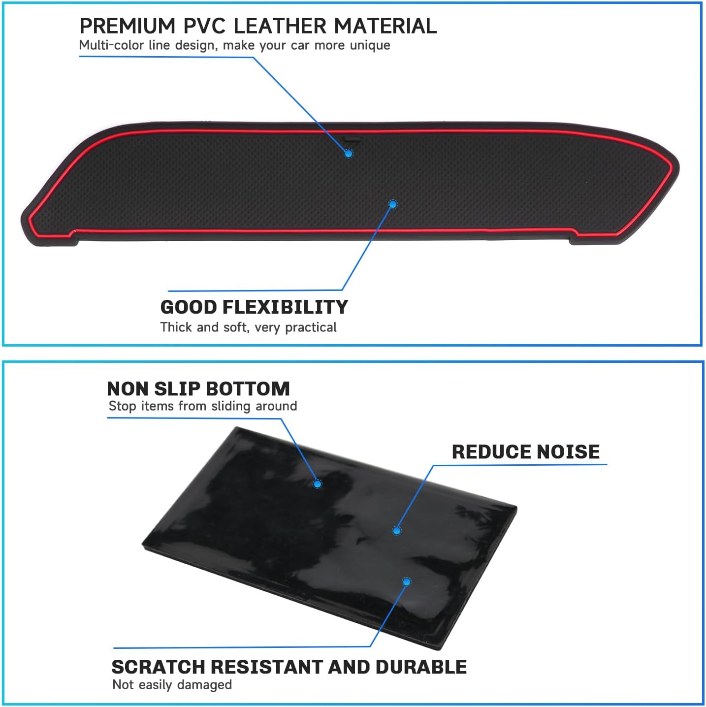 SXCY for 2024 Ford Ranger Accessories Cup Holder Inserts Liner 2024 Ranger Door Slot Mats Cupholder Coasters for 2024 Ford Ranger Lariat/Raptor/Xl/Xlt Accessories Inserts Liner Waterproof Mats(Red) image number 6