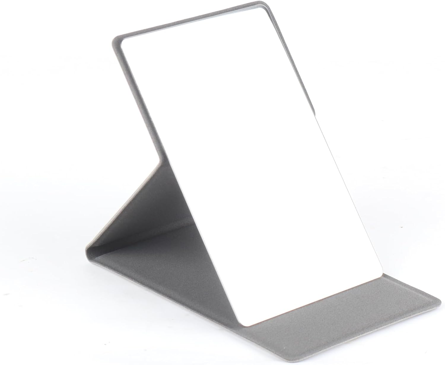 Stainless Steel Compact Mirror with Luxurious PU Leather Case Cover, Unbreakable Travel Makeup Mirror, Folding Pocket Mirror, Portable Purse Mirror, Mini Mirror (Grey)