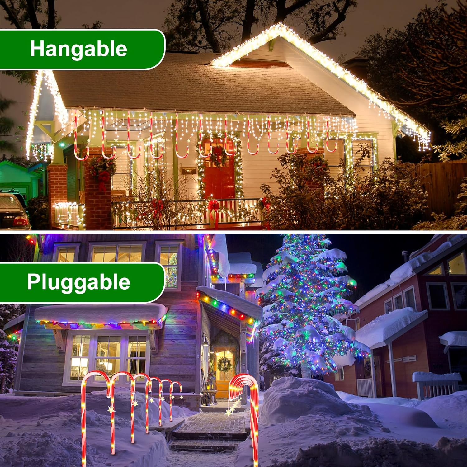 Ninonly 12 Pack Christmas Candy Cane Pathway Lights, Christmas Solar Stake Lights with 72 LED Lights, 8 Light Modes Christmas Decorations for Outdoor Patio Garden Yard Xmas Holiday image number 6