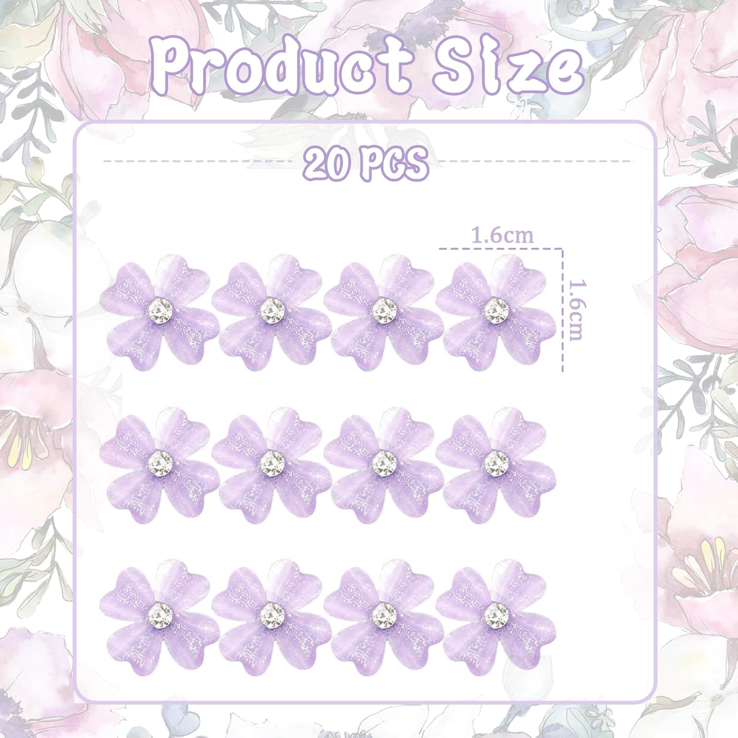 Nayyana&reg; 20 Pieces Mini Purple Flower Rhinestone Hair Clips Cute Hair Pins Decorative Hair Clips Hair Clips Wedding Bridal Hair Accessories for Girls image number 4