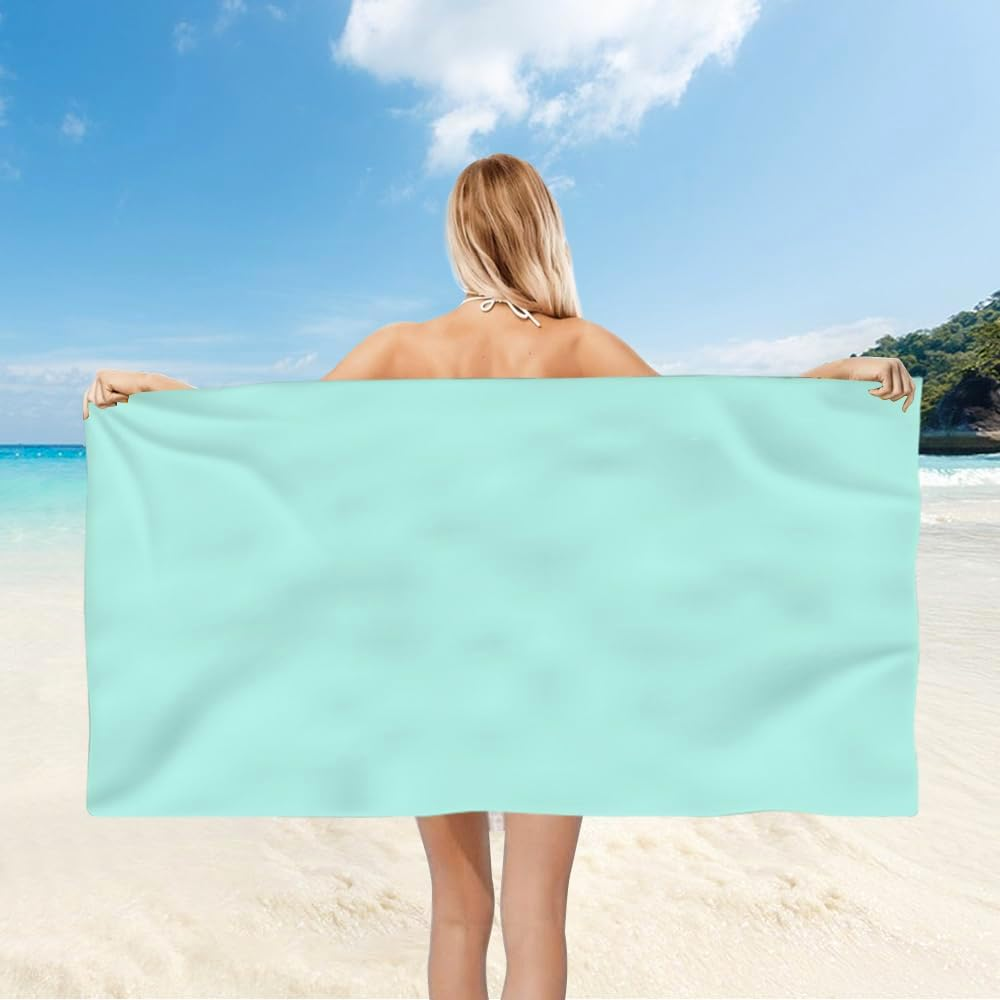 Microfiber Sand Free Beach Towel, Large Quick Dry Pool Towel Bath Blanket, Lightweight Super Absorbent Towels for Swimming Pool Yoga Gym Travel Beach Essentials for Adults Kids (Blue) - Grey image number 7