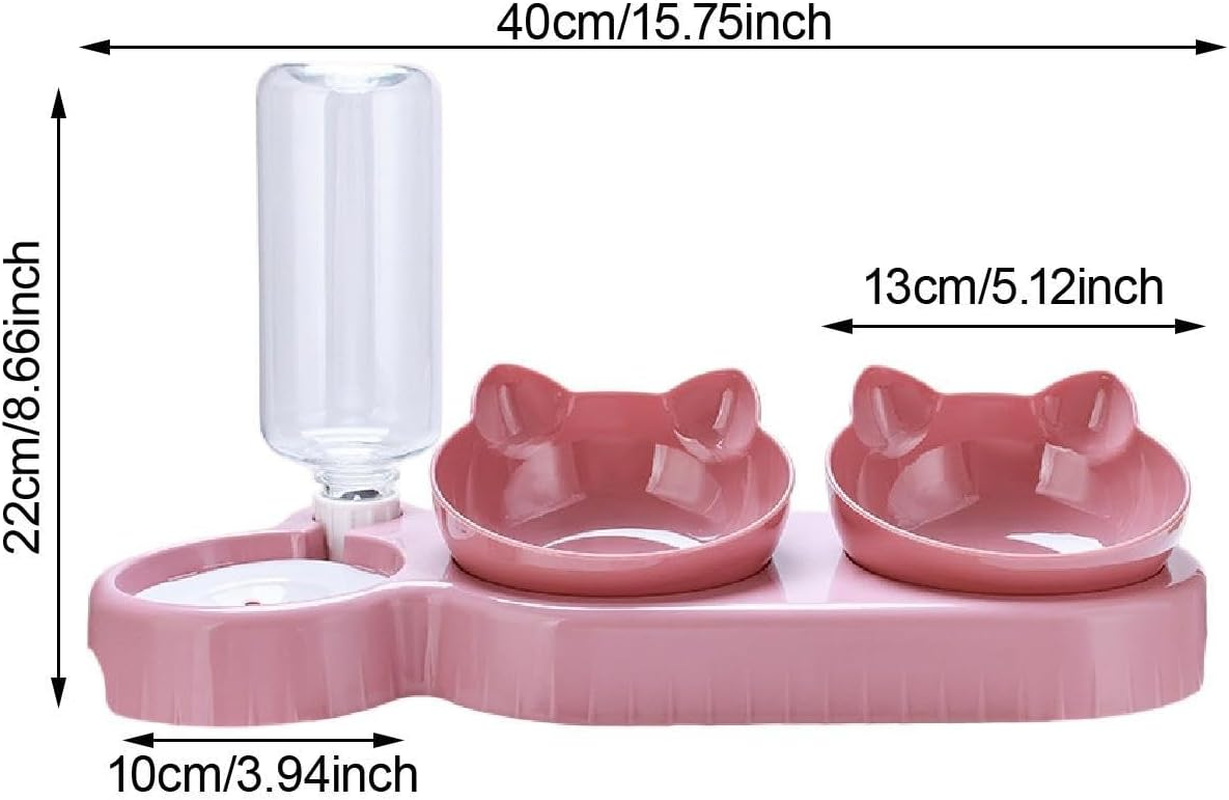 Stgfyxgs Non-Slip Triple Bowls for Cats and Small, Medium and Large Dogs, Pink Red image number 2
