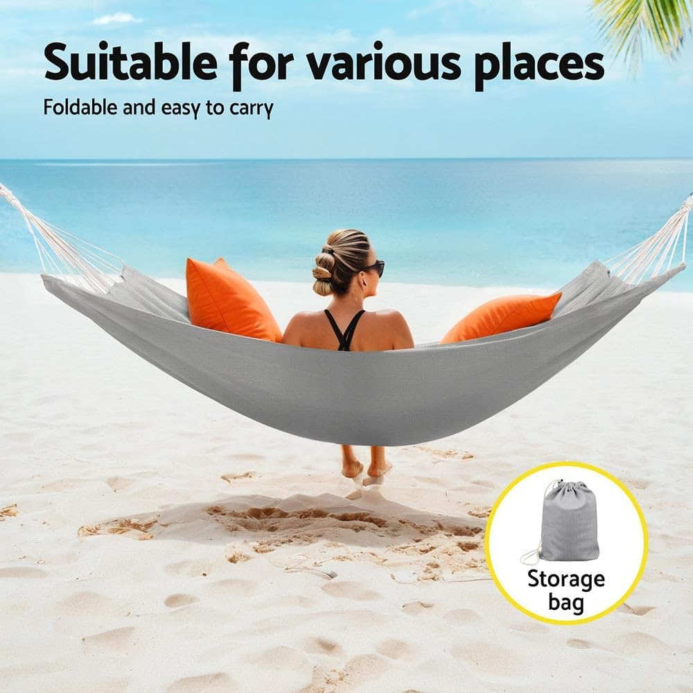 Gardeon Hammock Bed W/Travel Bag Outdoor Lounge Hanging Chair Portable Grey image number 5