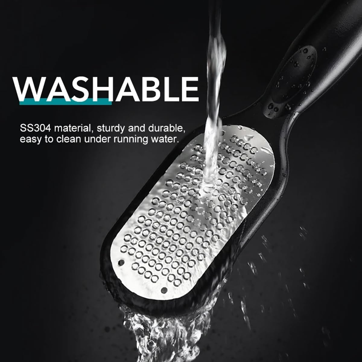 Premium Stainless Steel Pedicure Tool - Ergonomic Foot File for Hard Skin Removal, Durable Heel Scraper for Cracked Heels, Professional Foot Care, Black & White image number 6