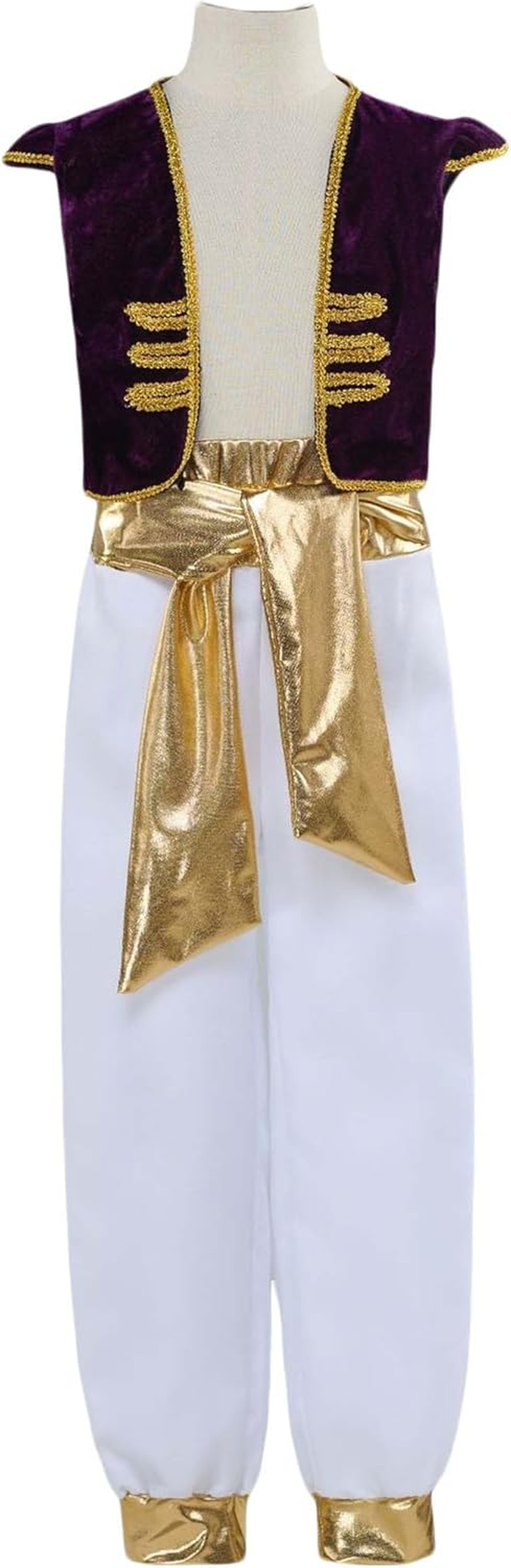 Boys Arabian Prince Costume Halloween Costumes Kids Suit with Vest, Waistband, Pants
